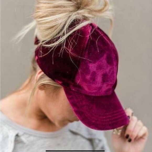 C.C. Red Pony Velvet Baseball Caps - Picture 2 of 5